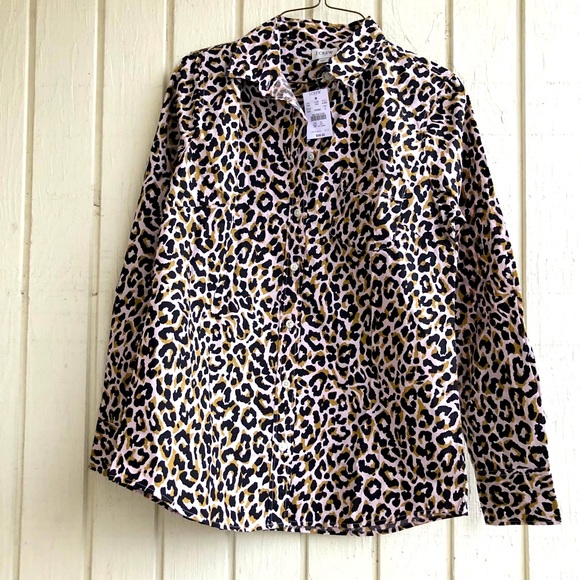 J. Crew Tops - J Crew Leopard Print Button Up